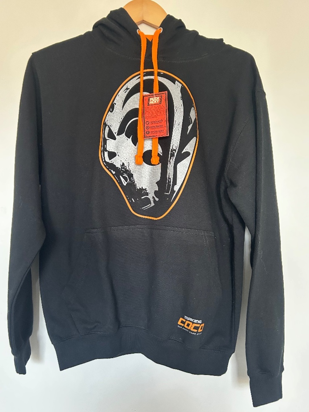 NWT Puck Hcky Anaheim Ducks NHL Heavyweight Graphic Fleece Hoodie Black Men's S